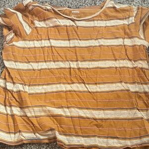 Sonoma Women's Mustard and Cream Striped Tee